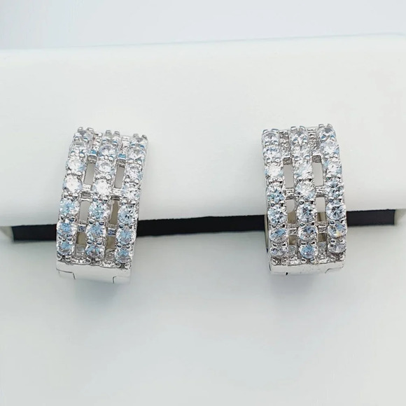 "925 Sterling Silver Cubic Zirconia Earrings, UU1P6A6162 - Picture 5 of 10